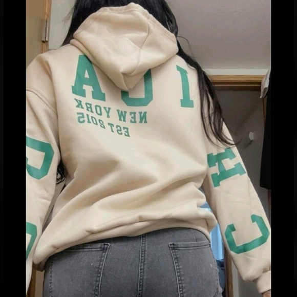 Short Length Hoodie With Text Print - Picture 3 of 5